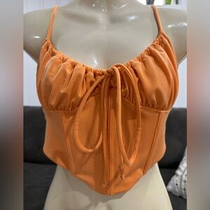 Garage Orange Ruched Crop Top